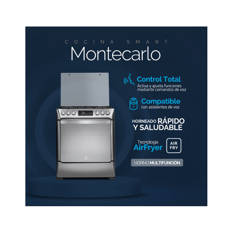Cocina Indurama Smart Montecarlo Zafiro 5 Quemadores Croma 30" A Gas