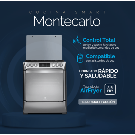 Cocina Indurama Smart Montecarlo Zafiro 5 Quemadores Croma 30" A Gas