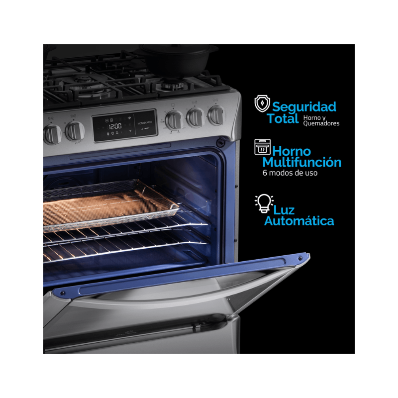 Cocina Indurama Smart Montecarlo Zafiro 5 Quemadores Croma 30" A Gas