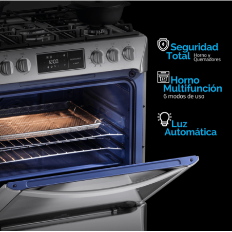 Cocina Indurama Smart Montecarlo Zafiro 5 Quemadores Croma 30" A Gas