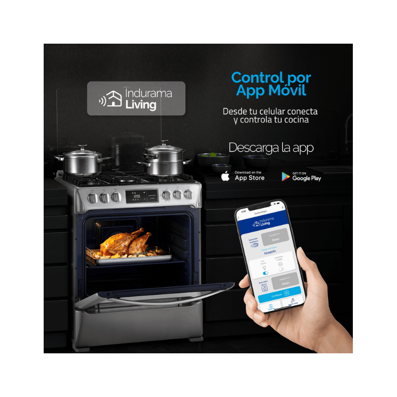 Cocina Indurama Smart Montecarlo Zafiro 5 Quemadores Croma 30" A Gas