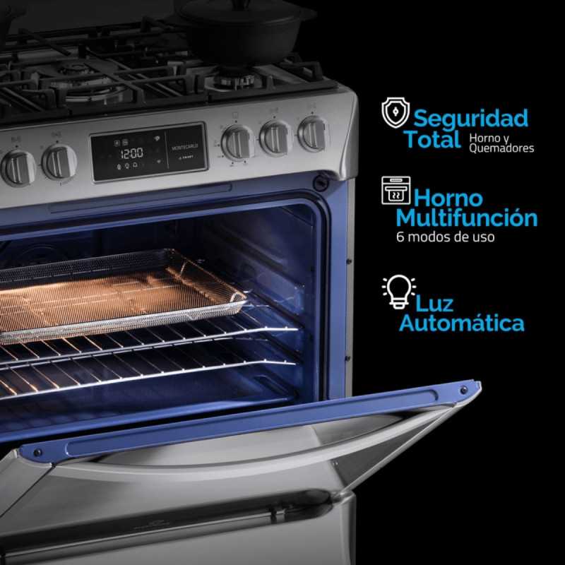 Cocina Indurama Smart Montecarlo Zafiro 5 Quemadores Croma 30" A Gas